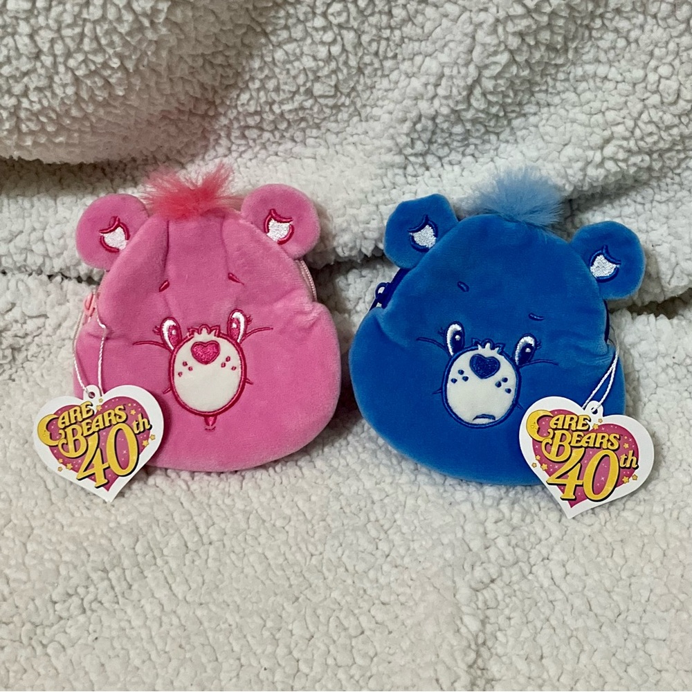 SheIn x CareBears Cheer Bear & Grumpy Bear Plush Zipper Pouches 💗🌈💙🌧